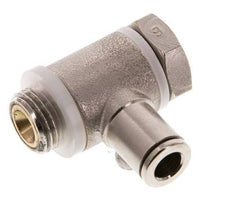 Flow Control Valve Meter-Out Elbow 6 mm - G1/4'' Brass Slotted Screw Banjo