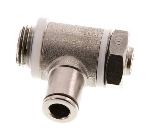 Flow Control Valve Meter-Out Elbow 6 mm - G1/4'' Brass Slotted Screw Banjo