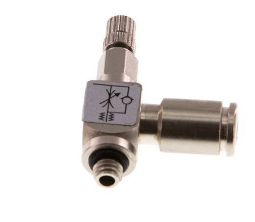 Vanne de régulation de débit Coude de sortie de compteur 4 mm - M5 Vis moletée en laiton