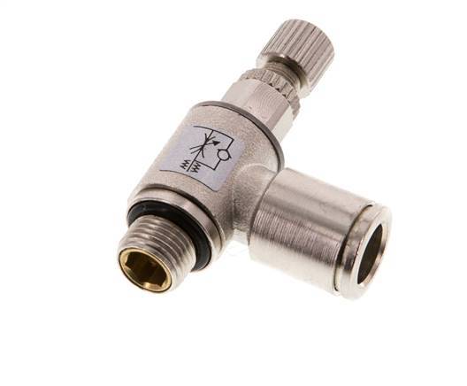 Vanne de régulation de débit Coude de sortie de compteur 8 mm - G1/8'' Vis moletée en laiton