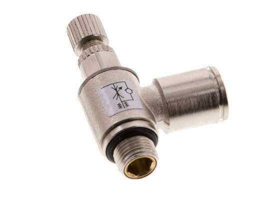 Vanne de régulation de débit Coude de sortie de compteur 8 mm - G1/8'' Vis moletée en laiton