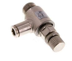 Coude de sortie de compteur pour vanne de régulation de débit 6 mm - G1/4'' Vis moletée en laiton