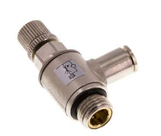 Coude de sortie de compteur pour vanne de régulation de débit 6 mm - G1/4'' Vis moletée en laiton