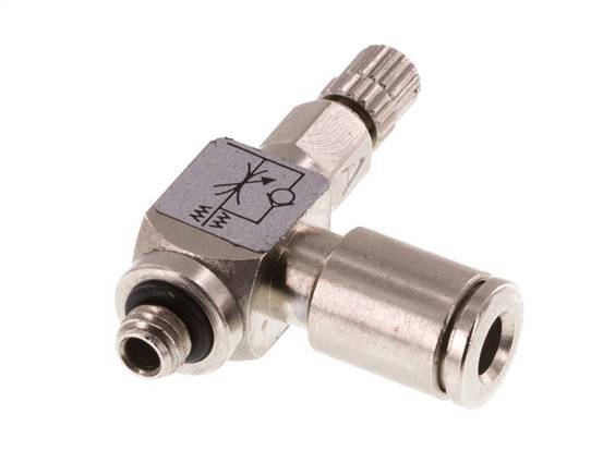 Vanne de régulation de débit Coude d'entrée 4 mm - M5 Vis moletée en laiton