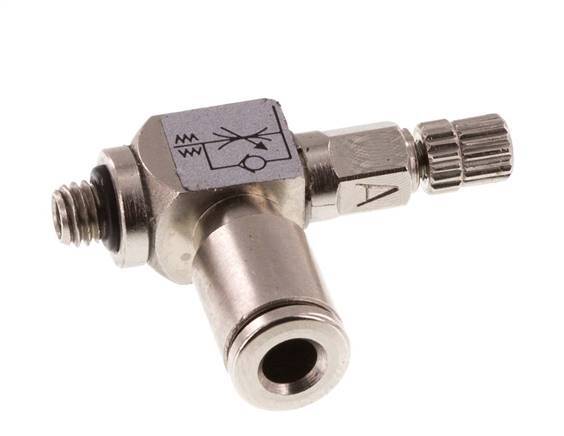 Vanne de régulation de débit Coude d'entrée 4 mm - M5 Vis moletée en laiton