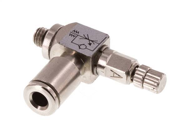 Vanne de régulation de débit Coude d'entrée 4 mm - M5 Vis moletée en laiton