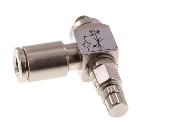 Vanne de régulation de débit Coude d'entrée 4 mm - M5 Vis moletée en laiton