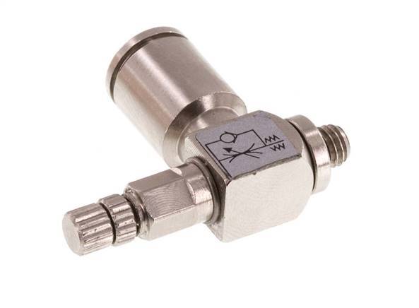 Vanne de régulation de débit Coude d'entrée 6 mm - M5 Vis moletée en laiton