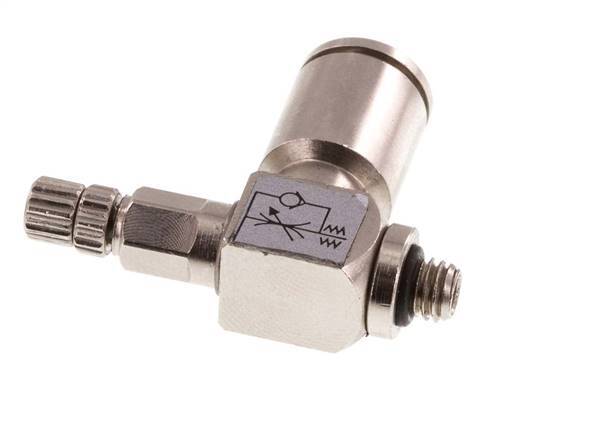 Vanne de régulation de débit Coude d'entrée 6 mm - M5 Vis moletée en laiton