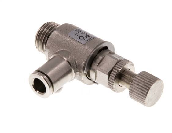 Vanne de régulation de débit Coude d'entrée 6 mm - G1/4'' Vis moletée en laiton