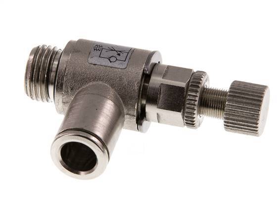 Vanne de régulation de débit Coude d'entrée 8 mm - G1/4'' Vis moletée en laiton