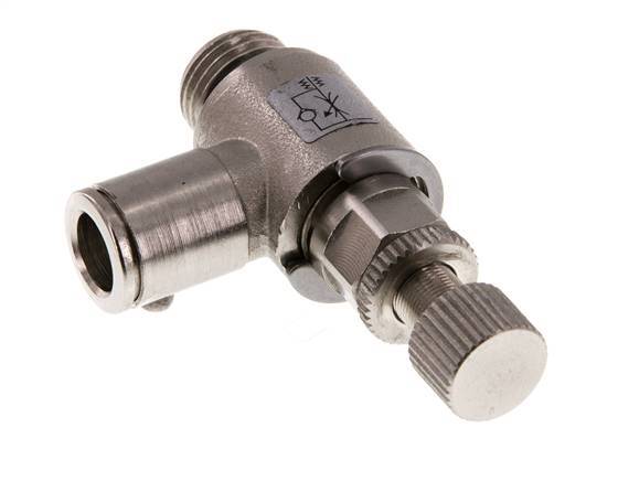 Vanne de régulation de débit Coude d'entrée 8 mm - G1/4'' Vis moletée en laiton