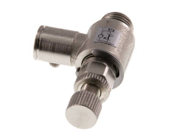 Vanne de régulation de débit Coude d'entrée 8 mm - G1/4'' Vis moletée en laiton