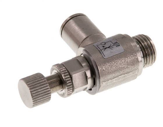 Vanne de régulation de débit Coude d'entrée 8 mm - G1/4'' Vis moletée en laiton