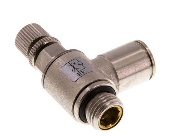 Vanne de régulation de débit Coude d'entrée 10 mm - G1/4'' Vis moletée en laiton