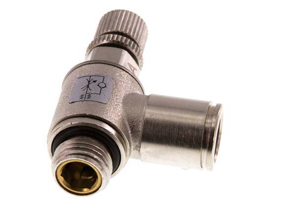 Vanne de régulation de débit Coude d'entrée 10 mm - G1/4'' Vis moletée en laiton