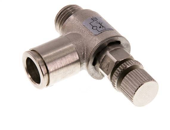 Vanne de régulation de débit Coude d'entrée 10 mm - G1/4'' Vis moletée en laiton