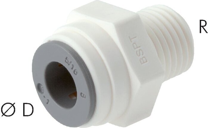 3/8'' x 3/8'' NPT Push-in Fitting with Male Threads POM EPDM [5 Pieces]