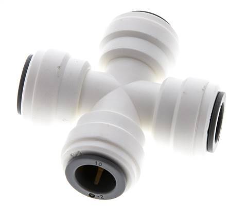10mm Cross Push-in Fitting POM EPDM FDA [2 Pieces]