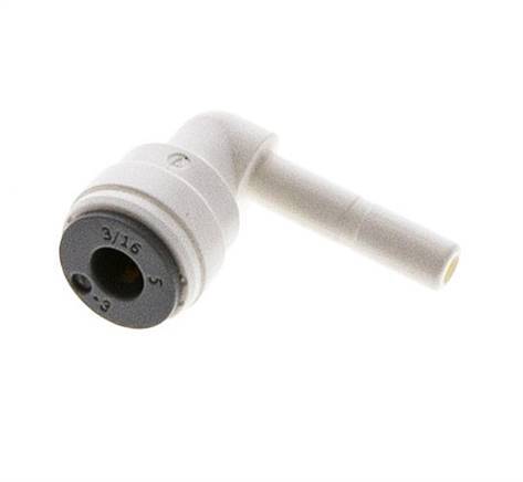 Raccord enfichable coudé 90° 3/16'' x 3/16'' avec bouchon en POM EPDM [10 Pièces].