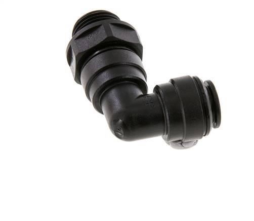 Raccord enfichable coudé 90deg 10mm x G3/8'' avec filets mâles Laiton NBR Rotatif