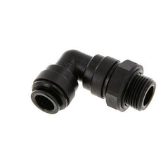 Raccord enfichable coudé 90deg 10mm x G3/8'' avec filets mâles Laiton NBR Rotatif