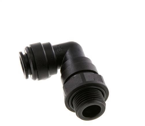 Raccord enfichable coudé 90deg 10mm x G3/8'' avec filets mâles Laiton NBR Rotatif