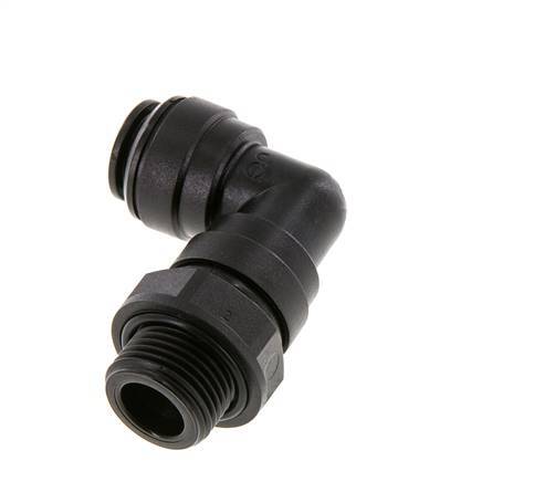 Raccord enfichable coudé 90deg 10mm x G3/8'' avec filets mâles Laiton NBR Rotatif