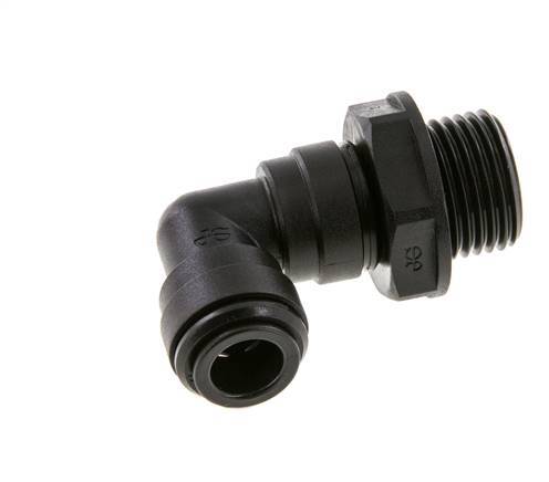 Raccord enfichable coudé 90deg 10mm x G1/2'' avec filets mâles Laiton NBR Rotatif