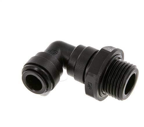 Raccord enfichable coudé 90deg 10mm x G1/2'' avec filets mâles Laiton NBR Rotatif