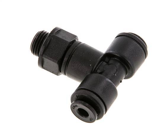4mm x G1/8'' Inline Tee Push-in Fitting with Male Threads POM NBR FDA Rotatable [2 Pieces]
