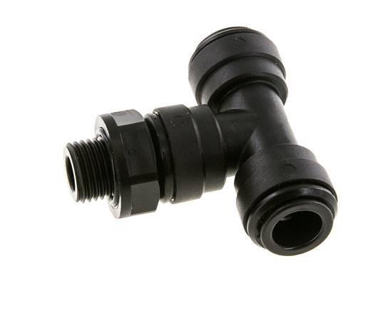 10mm x G1/4'' Inline Tee Push-in Fitting with Male Threads POM NBR FDA Rotatable