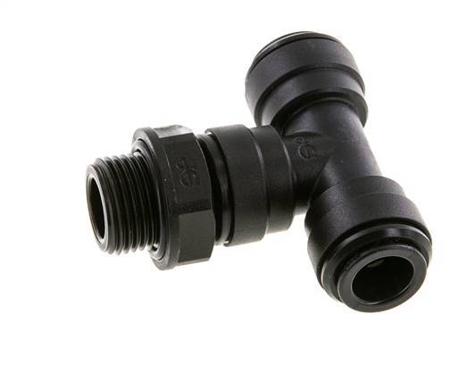 Té en ligne 10mm x G3/8'' Raccord enfichable à filets mâles Laiton NBR Rotatif