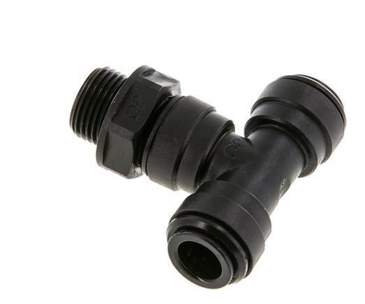 Té en ligne 10mm x G3/8'' Raccord enfichable à filets mâles Laiton NBR Rotatif