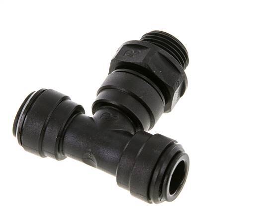 Té en ligne 10mm x G3/8'' Raccord enfichable à filets mâles Laiton NBR Rotatif