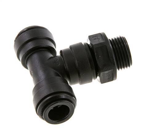 Té en ligne 10mm x G3/8'' Raccord enfichable à filets mâles Laiton NBR Rotatif