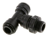 Té en ligne 10mm x G3/8'' Raccord enfichable à filets mâles Laiton NBR Rotatif