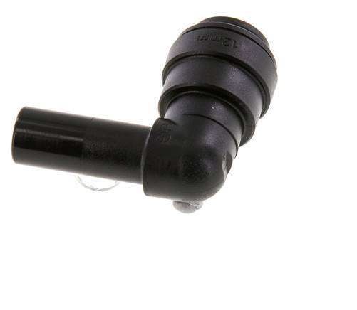 Raccord enfichable coudé 90deg 12mm x 12mm avec bouchon POM NBR [2 Pièces].