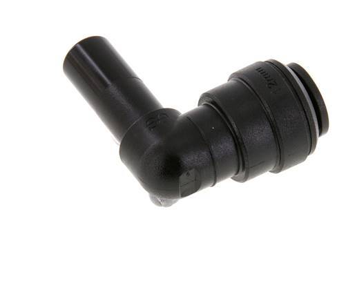 Raccord enfichable coudé 90deg 12mm x 12mm avec bouchon POM NBR [2 Pièces].