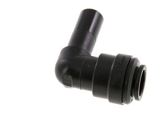 Raccord enfichable coudé 90deg 12mm x 12mm avec bouchon POM NBR [2 Pièces].