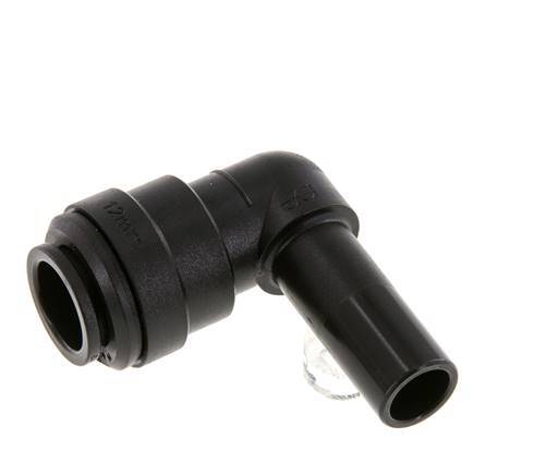 Raccord enfichable coudé 90deg 12mm x 12mm avec bouchon POM NBR [2 Pièces].