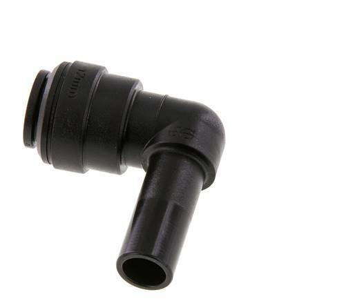 Raccord enfichable coudé 90deg 12mm x 12mm avec bouchon POM NBR [2 Pièces].