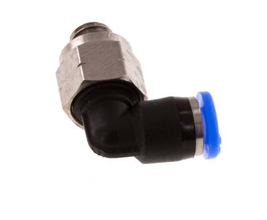 1/8'' x UNF 10-32 90deg Elbow Push-in Fitting Brass/PBT NBR Rotatable [2 Pieces]