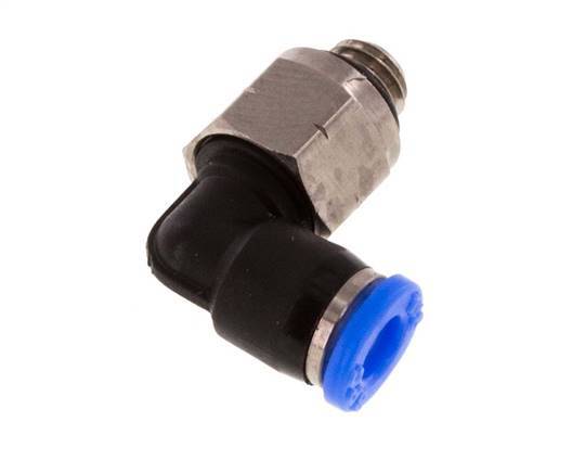 1/8'' x UNF 10-32 90deg Elbow Push-in Fitting Brass/PBT NBR Rotatable [2 Pieces]