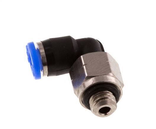 1/8'' x UNF 10-32 90deg Elbow Push-in Fitting Brass/PBT NBR Rotatable [2 Pieces]