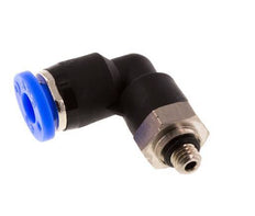 3/16'' x UNF 10-32 90deg Elbow Push-in Fitting Brass/PBT NBR Rotatable [2 Pieces]