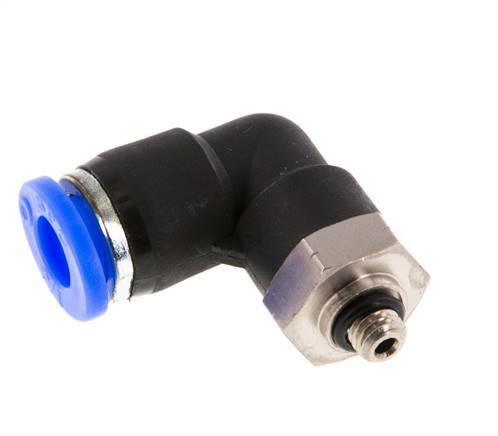 1/4'' x UNF 10-32 90deg Elbow Push-in Fitting Brass/PBT NBR Rotatable [2 Pieces]