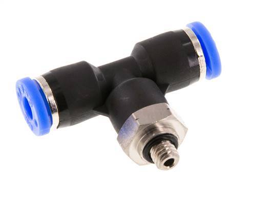 Raccord enfichable en T en ligne 5/32'' x UNF 10-32 Laiton/PBT NBR Rotatif [2 Pièces]