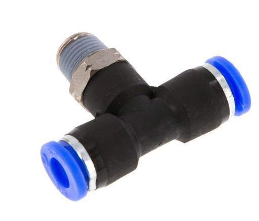 Raccord enfichable en T 1/4'' x 1/8'' NPT à filetage mâle en laiton/PBT NBR rotatif [2 pièces].