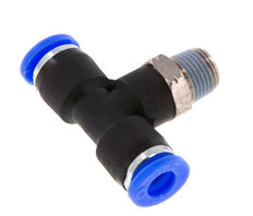 Raccord enfichable en T 1/4'' x 1/8'' NPT à filetage mâle en laiton/PBT NBR rotatif [2 pièces].